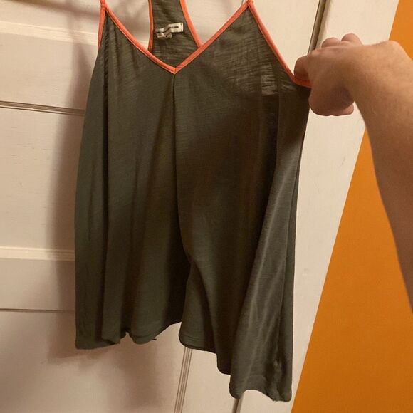 American Eagle Tank Top Olive Green and Neon Orange Size Small - Picture 5 of 8